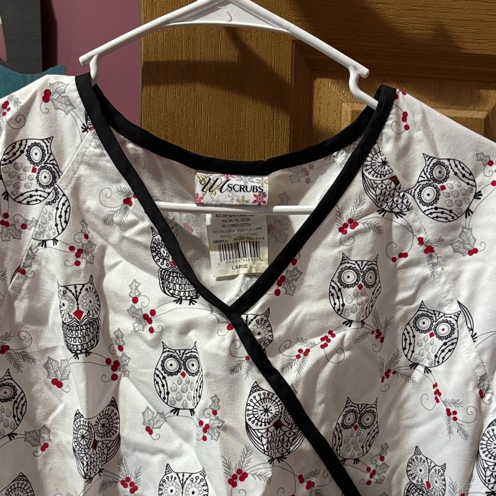 UA Scrubs Women's Owl Print Top - White and Black